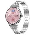 AK107 Women's Smart Watch with Rhinestone Steel Strap - Silver
