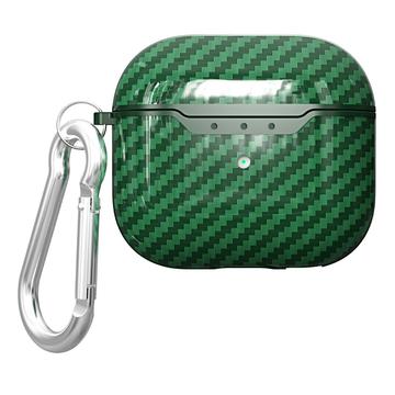 AirPods 4 TPU Case with Carabiner - Carbon Fiber - Green