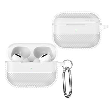 AirPods Pro 3 TPU Case with Carabiner - Carbon Fiber - White