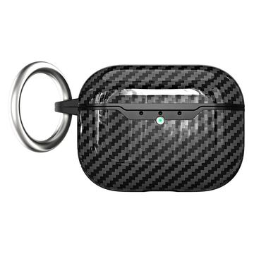 AirPods Pro 3 TPU Case with Carabiner - Carbon Fiber - Black
