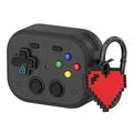 AirPods Pro 3 Vintage Game Console Style Plastic Case with Heart Pendant - Black