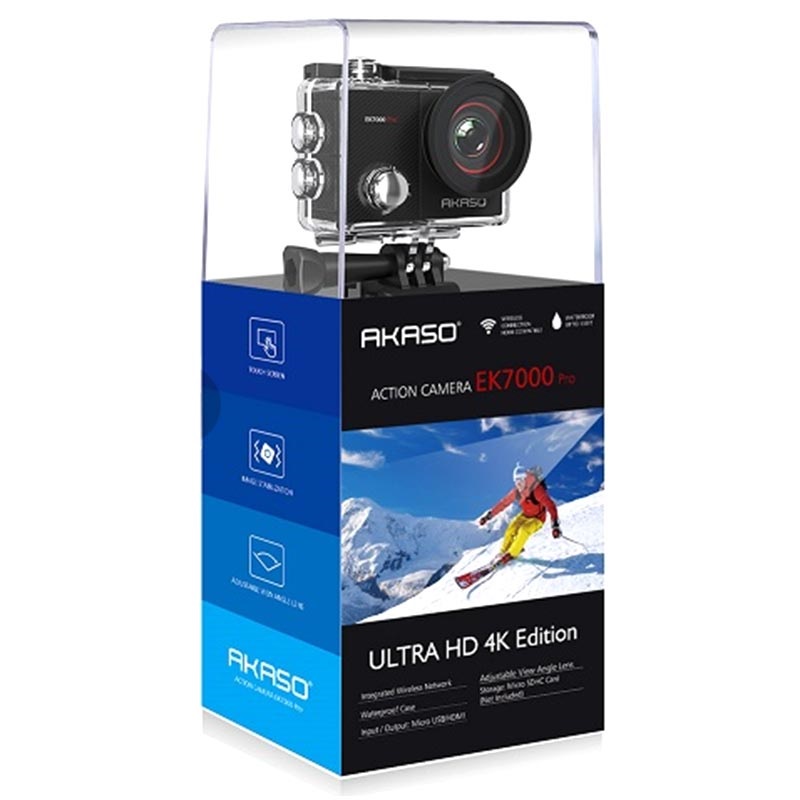 AKASO EK7000 4K Action Camera - Waterproof 98ft With Remote & Floating Grip For Sports