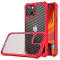 Anti-Shock iPhone 14 Max Hybrid Case - Carbon Fiber - Red