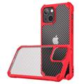 Anti-Shock iPhone 14 Max Hybrid Case - Carbon Fiber - Red