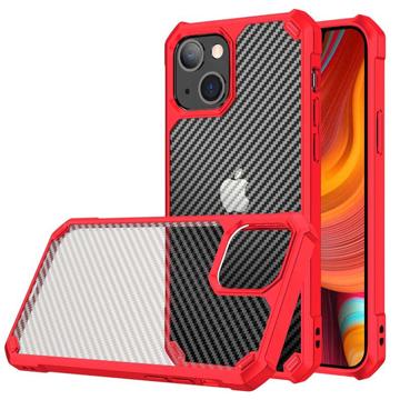 Anti-Shock iPhone 14 Pro Hybrid Case - Carbon Fiber - Red