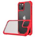 Anti-Shock iPhone 14 Pro Hybrid Case - Carbon Fiber - Red