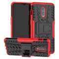 Anti-Slip OnePlus 6T Hybrid Case with Stand - Red / Black