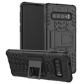 Anti-Slip Samsung Galaxy S10+ Hybrid Case with Stand - Black