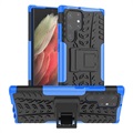 Anti-Slip Samsung Galaxy S22 Ultra 5G Hybrid Case with Stand - Blue / Black