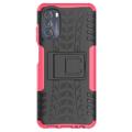 Anti-Slip Motorola Moto G (2022) Hybrid Case with Stand - Hot Pink / Black