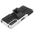 Anti-Slip Sony Xperia 10 IV Hybrid Case with Stand - White / Black