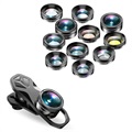 Apexel APL-DG11 11-in-1 Universal Clip-on Camera Lens Kit - Black