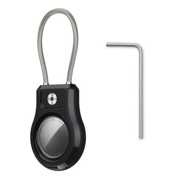 Apple AirTag/AirTag 2 Case with Stainless Steel Wire Strap - Black