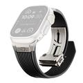 Apple Watch (42/44/SE/45/46/49mm) Vertical-Line Silicone Strap with Titanium Connector - Black