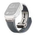 Apple Watch (42/44/SE/45/46/49mm) Vertical-Line Silicone Strap with Titanium Connector - Grey