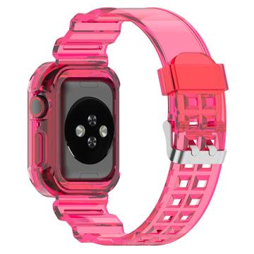 Apple Watch Series 10 Replacement Silicone Strap with Integrated Frame - 42mm - Transparent Pink