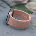 Apple Watch Series 11/10/9/8/SE 3/SE (2022)/7/SE/6/5/4/3/2/1 Floral Engraved Silicone Strap - 42mm/41mm/40mm/38mm - Sandy Pink