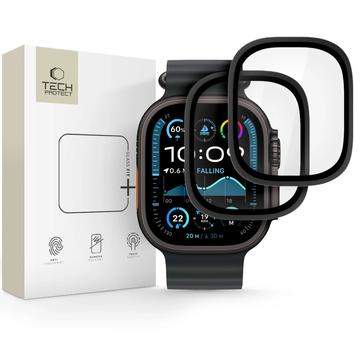 Apple Watch Ultra/Ultra 2/Ultra 3 Tech-Protect Glass Ring Tempered Glass Screen Protector - 9H, 2 Pcs. - Black Edge
