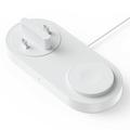 B-33 3-in-1 Wireless Charging Station with USB-C Plugs - 15W - White