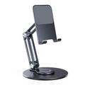 BONERUY L06X Aluminum Smartphone/Tablet Stand – 360 Rotating, Foldable, Multi-Angle - Dark Grey