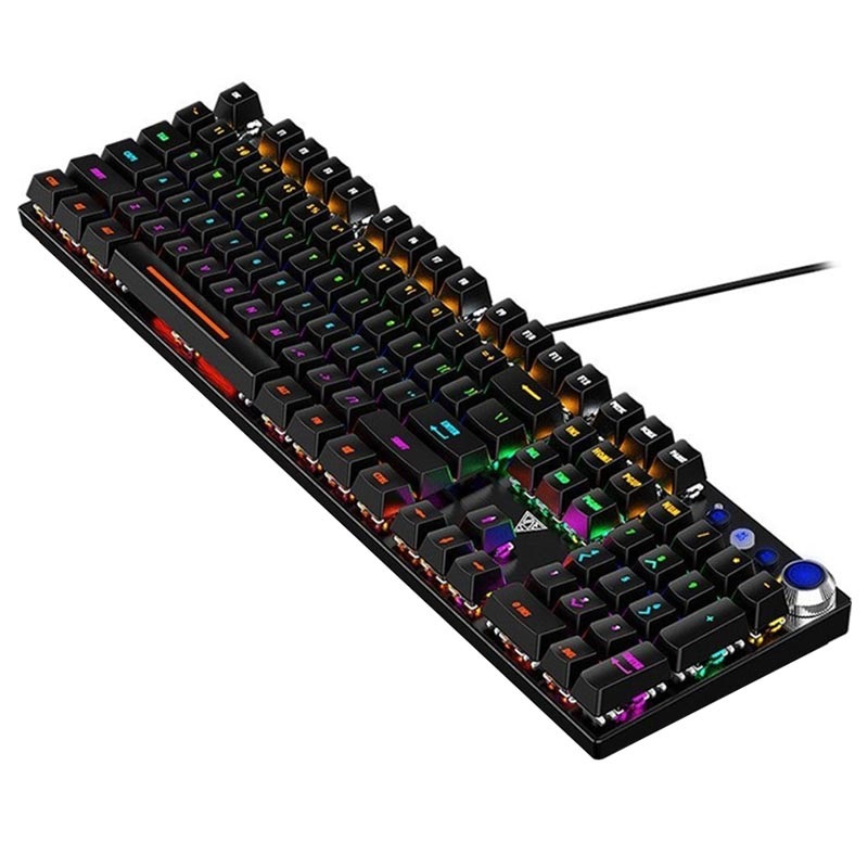 Backlit Mechanical Keyboard with Volume Knob V6