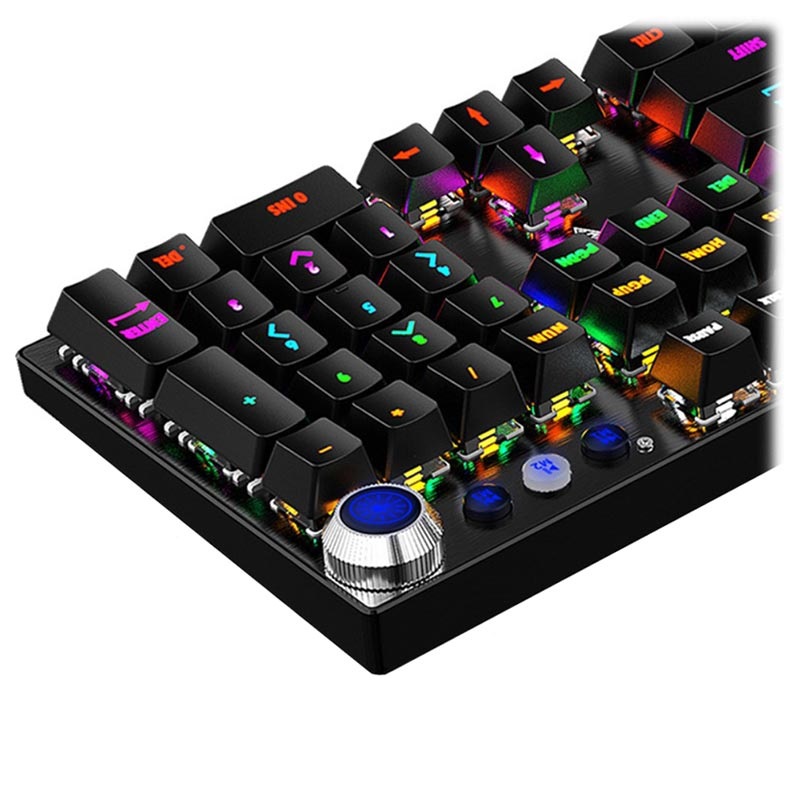 Backlit Mechanical Keyboard with Volume Knob V6