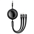 Baseus Bright Mirror 3-in-1 Retractable Cable - 66W, 1.2m - Black