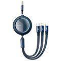 Baseus Bright Mirror 3-in-1 Retractable Cable - 66W, 1.2m - Blue