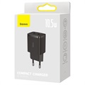 Baseus Compact Wall Charger with 2 USB Ports - 10.5W - Black