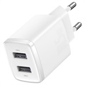 Baseus Compact Wall Charger with 2 USB Ports - 10.5W - White