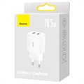 Baseus Compact Wall Charger with 2 USB Ports - 10.5W - White