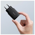 Baseus Compact Wall Charger 20W - USB-C PD3.0, USB QC3.0 - Black