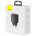 Baseus Compact Wall Charger 20W - USB-C PD3.0, USB QC3.0 - Black