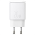 Baseus Compact Wall Charger 20W - USB-C PD3.0, USB QC3.0 - White