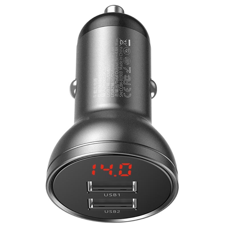 Baseus Digital Display Dual USB Car Charger 