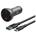 Baseus Digital Display Dual USB Car Charger Set TZCCBX-B0G - 45W - Grey