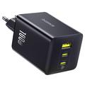 Baseus EnerFill FE11 100W 3-Port Fast Charger - EU Plug - Black