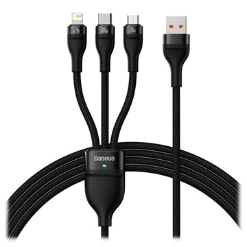 Baseus Flash Series II 3-in-1 Cable CASS030001 - 1.2m - Black