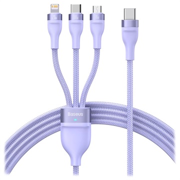 Baseus Flash Series II 3-in-1 Fast Charging Cable - 1.5m - Purple