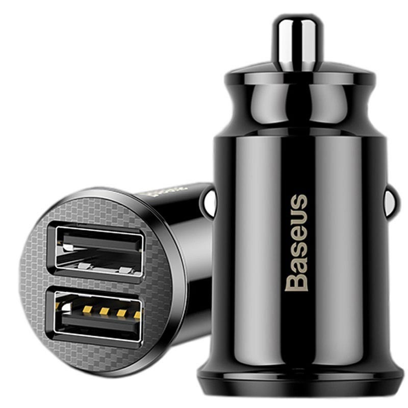 Baseus Grain Mini Smart Dual USB Car Charger 3.1A Black
