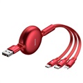 Baseus Little Octopus 3-in-1 Cable - Lightning, USB-C, MicroUSB - Red