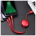 Baseus Little Octopus 3-in-1 Cable - Lightning, USB-C, MicroUSB - Red