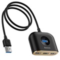 Baseus Square Round USB Hub with Power Supply Interface - Black