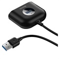 Baseus Square Round USB Hub with Power Supply Interface - Black