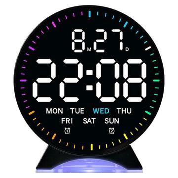 Bedside LED Alarm Clock with Adjustable Brightness and Dual Alarms - Black