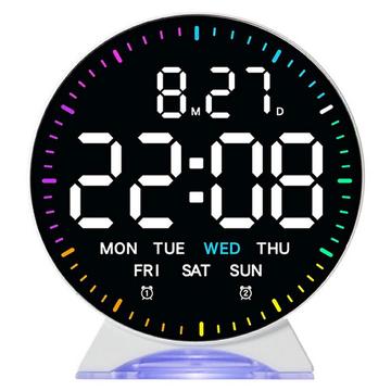 Bedside LED Alarm Clock with Adjustable Brightness and Dual Alarms - White