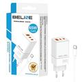 Beline BLN3CW65C GaN 65W Wall Charger w. USB-C Cable - 2xUSB-C, USB-A - White
