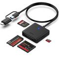 Benfei 4-in-1 USB-C/USB-A 3.0 Card Reader - SD, microSD, MS & CF Cards - Black