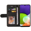 Bi-Color Series Samsung Galaxy A22 4G Wallet Case - Black