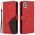 Bi-Color Series Samsung Galaxy A22 5G, Galaxy F42 5G Wallet Case - Red